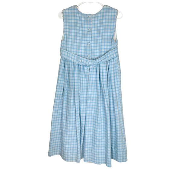 Strasburg Girls Blue Plaid Snowflake Embroidered Pleated Winter Holiday Dress 5 - Picture 3 of 3